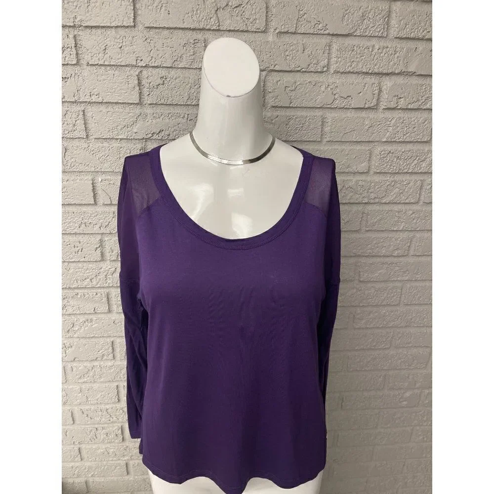 Juicy Couture Women Purple Long Sleeve Mesh  Detail Top Size XS